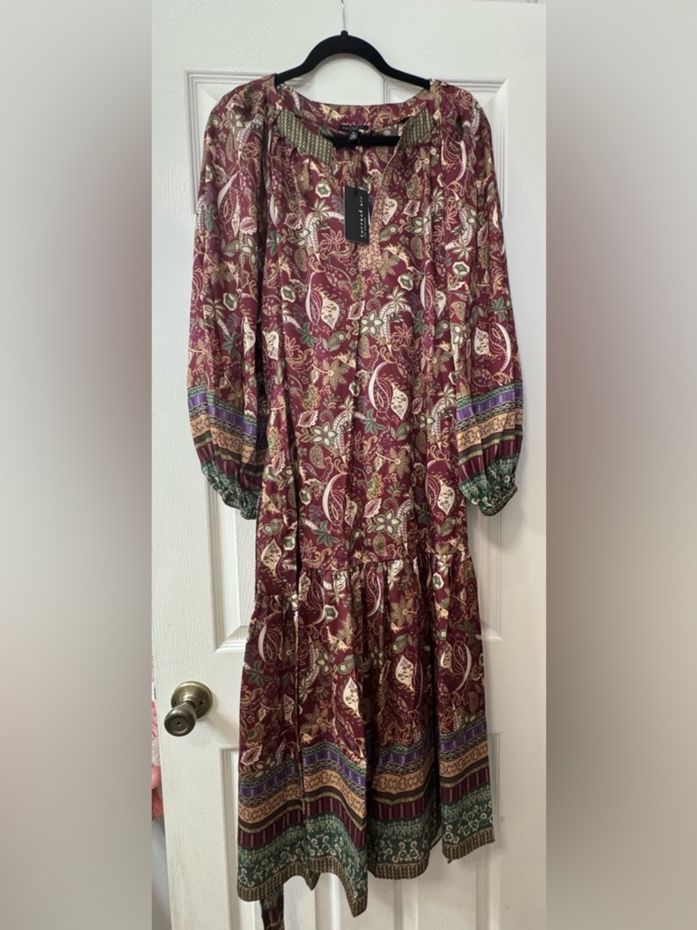 Current Air Women’s Burgundy Paisley Boho Midi Dress
